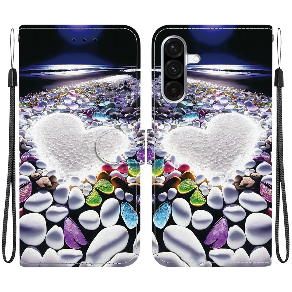 Versatile knížkové pouzdro na Samsung Galaxy A36 5G/A56 5G - srdce a kamínky