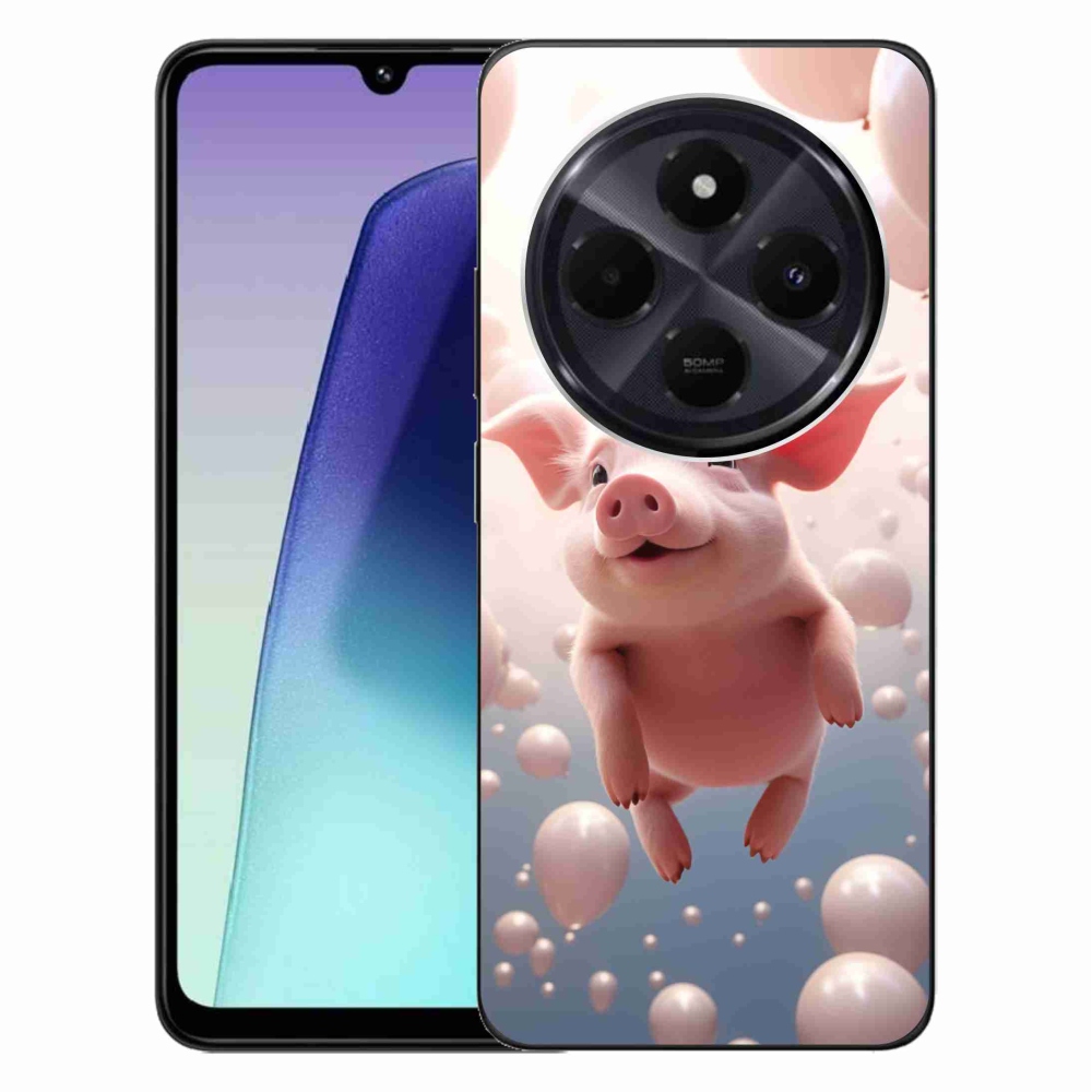 Gelový kryt mmCase na Xiaomi Redmi 14C/Poco C75 - prasátko s balónky
