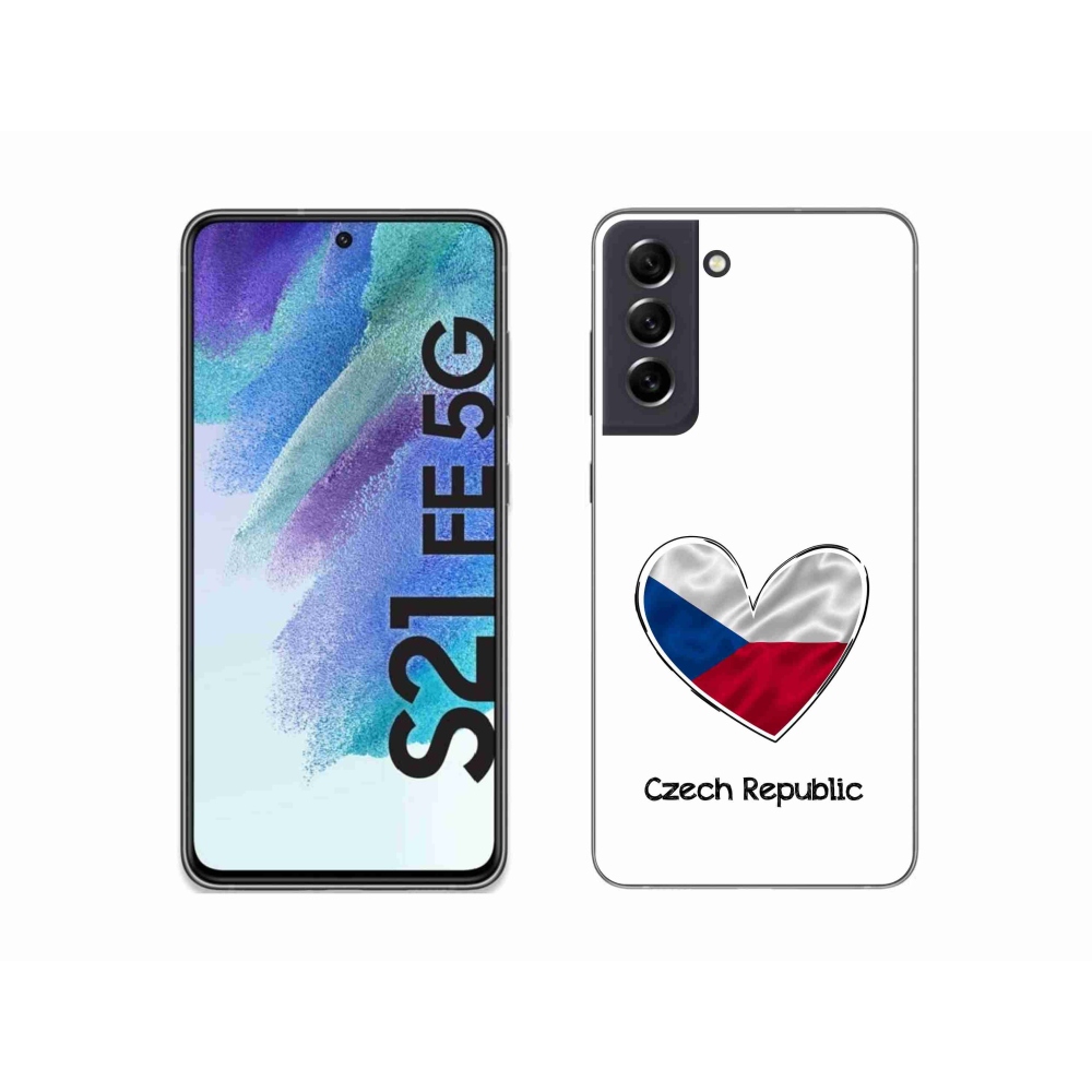 Gelový kryt mmCase na Samsung Galaxy S21 FE 5G - vlajka srdce bílé pozadí