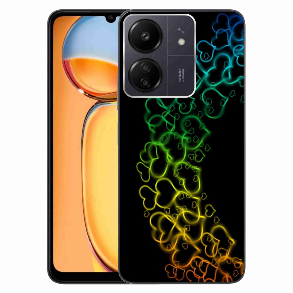 Gelový kryt mmCase na Xiaomi Poco C65/Redmi 13C - barevná srdíčka