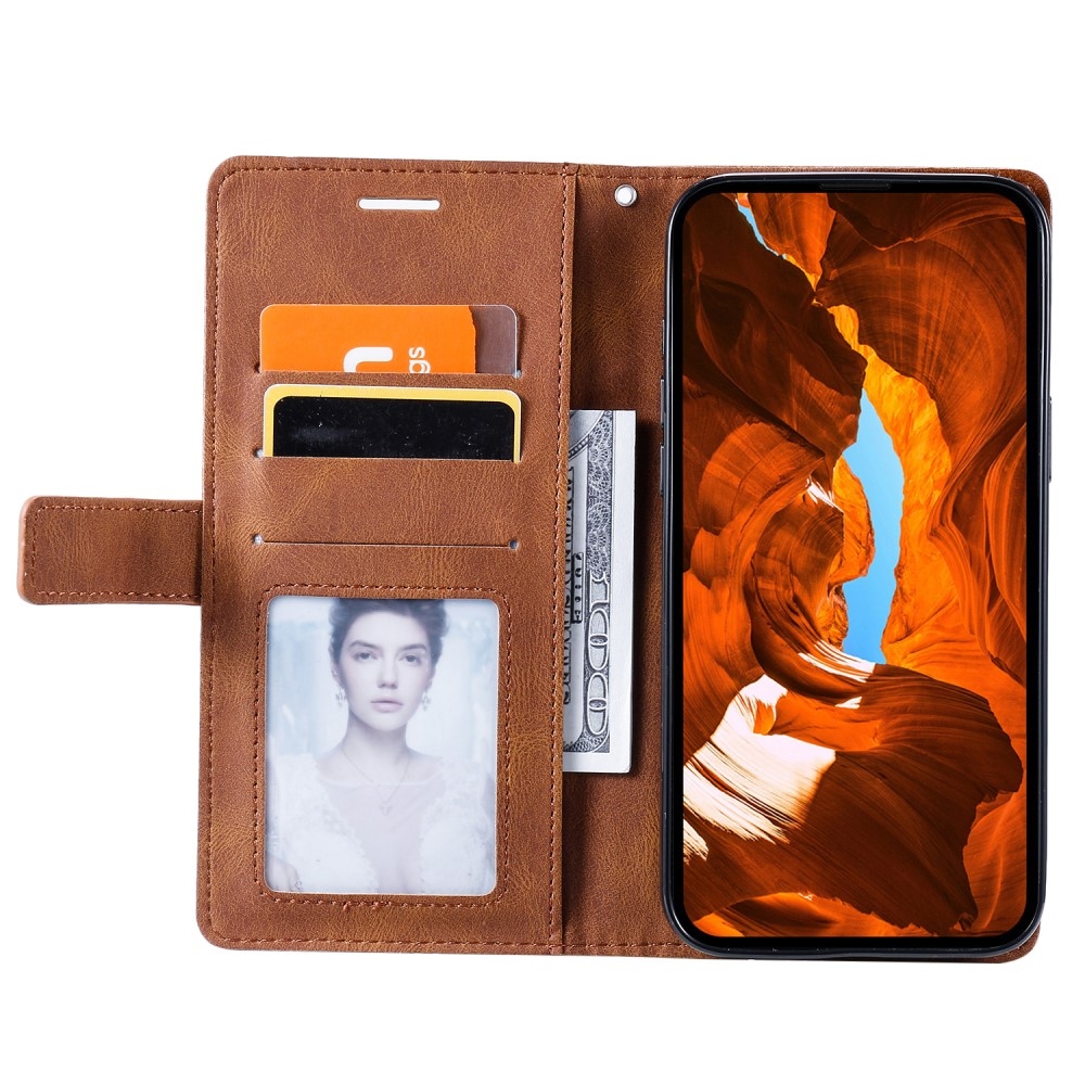 Lines knížkové pouzdro na Xiaomi Redmi Note 14 5G - hnědé