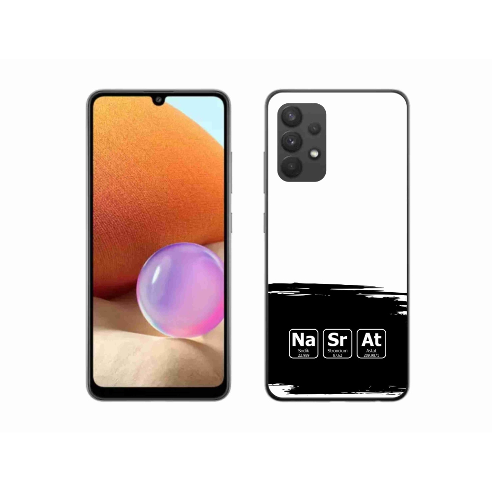 Gelový kryt mmCase na Samsung Galaxy A32 4G - chemické prvky černobílé pozadí