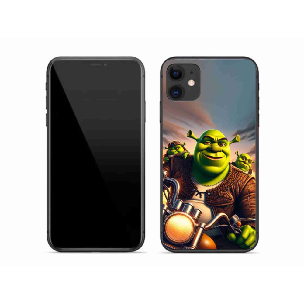 Gelový kryt mmCase na iPhone 11 - shrek na motorce