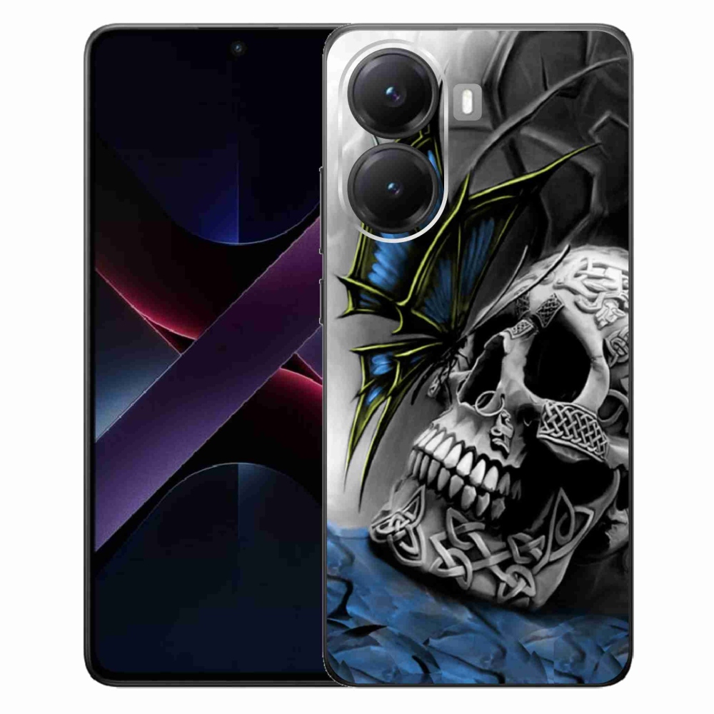 Gelový kryt mmCase na Xiaomi Poco X7 Pro 5G - motýl a lebka