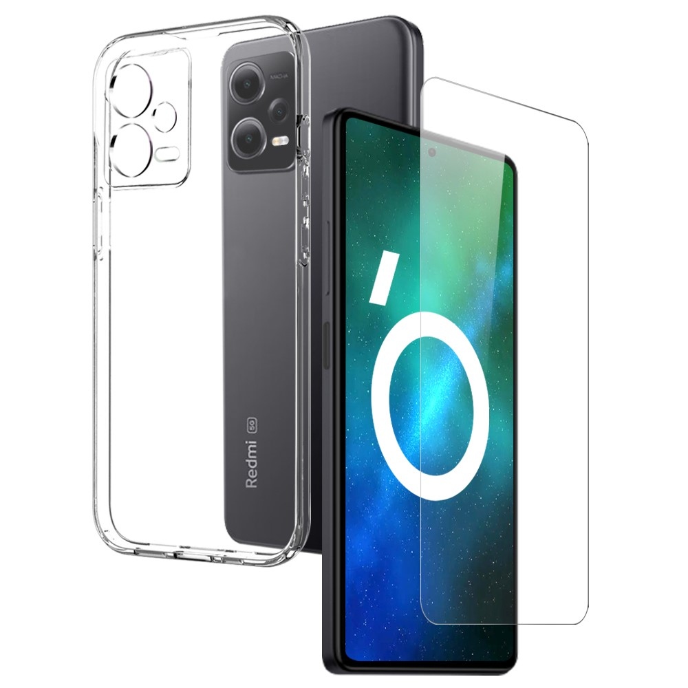 NORTHJO průhledný gelový obal + tvrzené sklo na Xiaomi Redmi Note 12 Pro+ 5G - průhledný