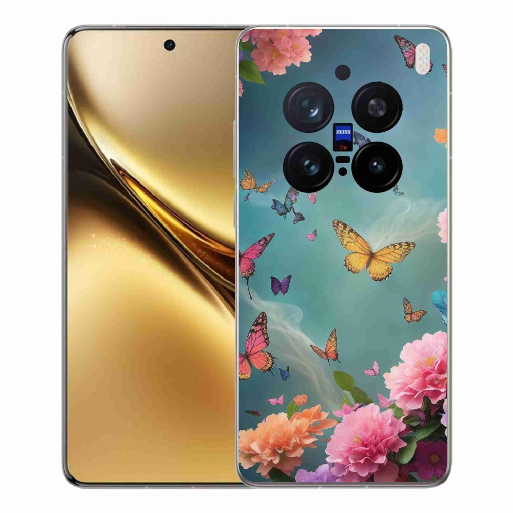 Gelový kryt mmCase na Vivo X200 Pro 5G - barevné květy a motýli