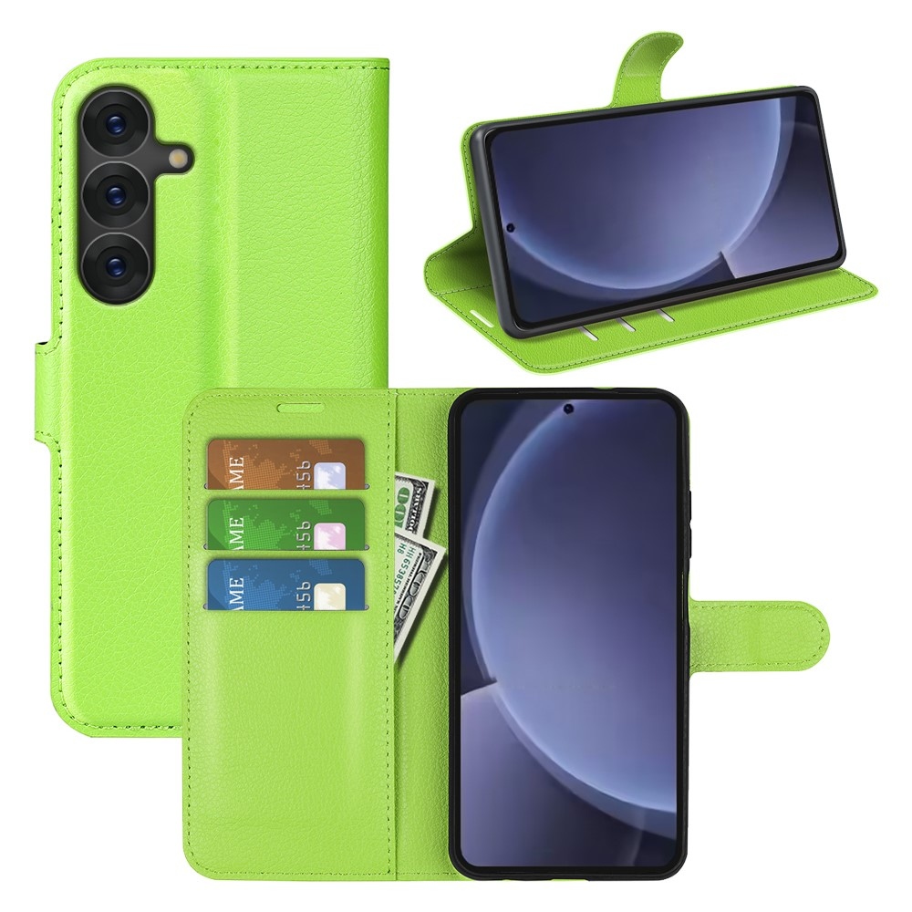 Litchi knížkové pouzdro na Samsung Galaxy S25+ - zelené