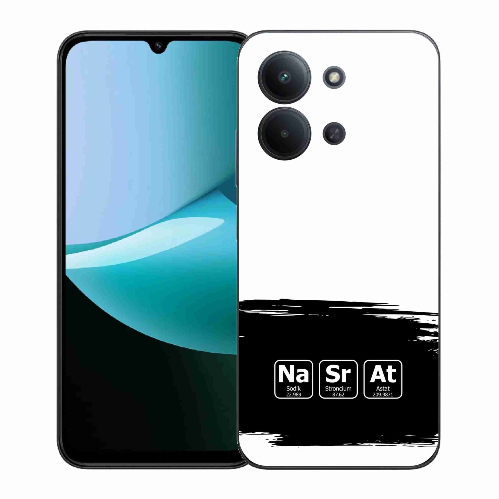 Gelový kryt mmCase na Xiaomi Redmi 15C 4G (171mm)/Poco C85 4G (171mm) - chemické prvky černobílé pozadí