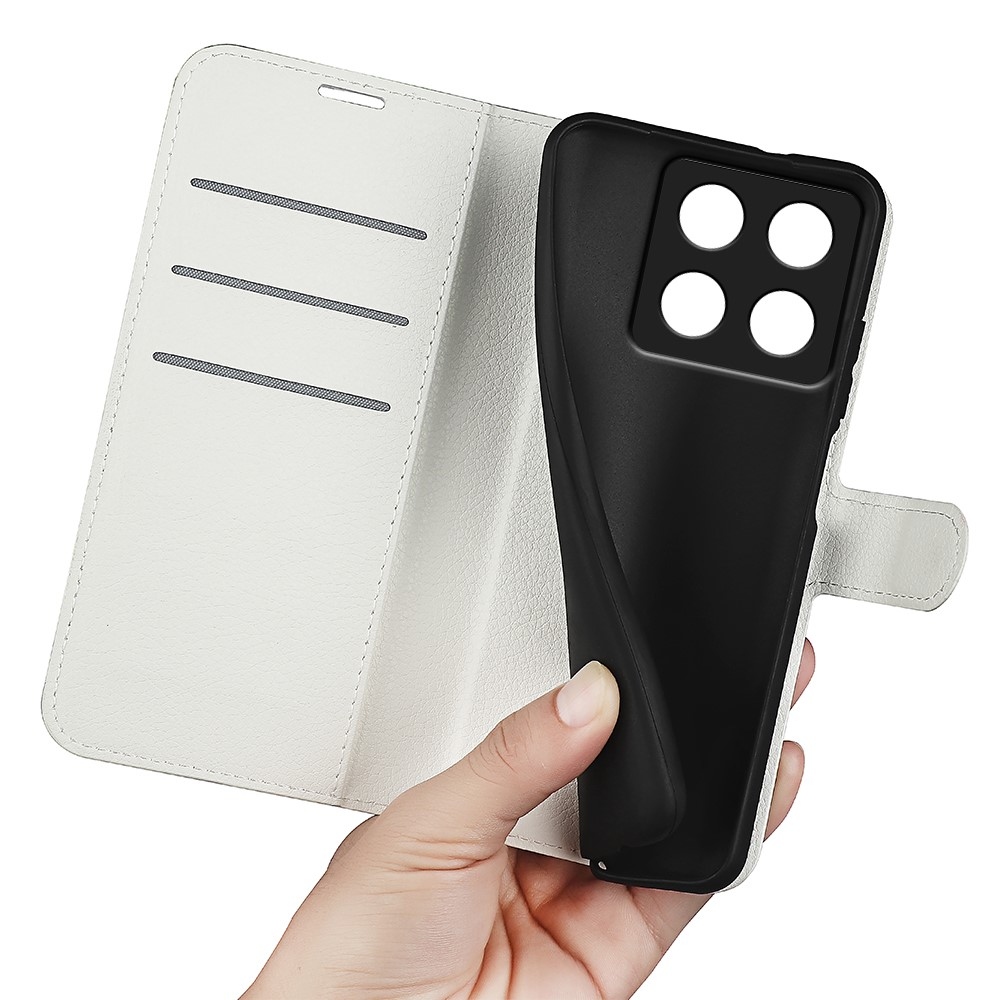 Litchi knížkové pouzdro na Xiaomi 14T - bílé