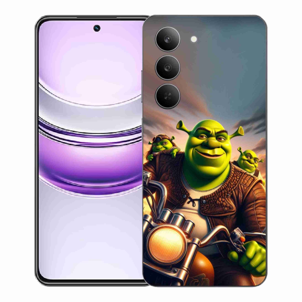 Gelový kryt mmCase na Realme 14x 5G - shrek na motorce