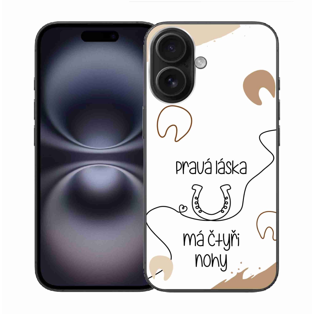 Gelový kryt mmCase na iPhone 16 - koňský motiv bílé pozadí