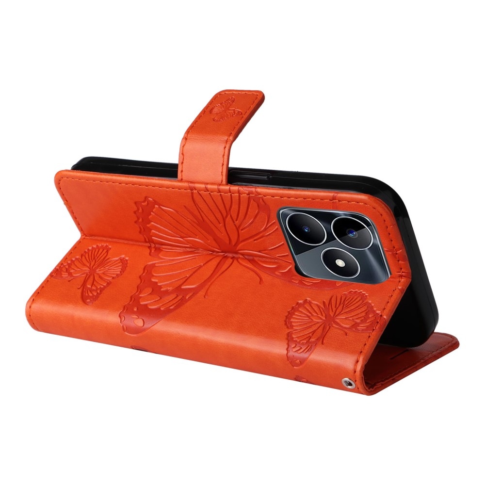 Big Butterfly knížkové pouzdro na Realme C51/C53 - oranžové