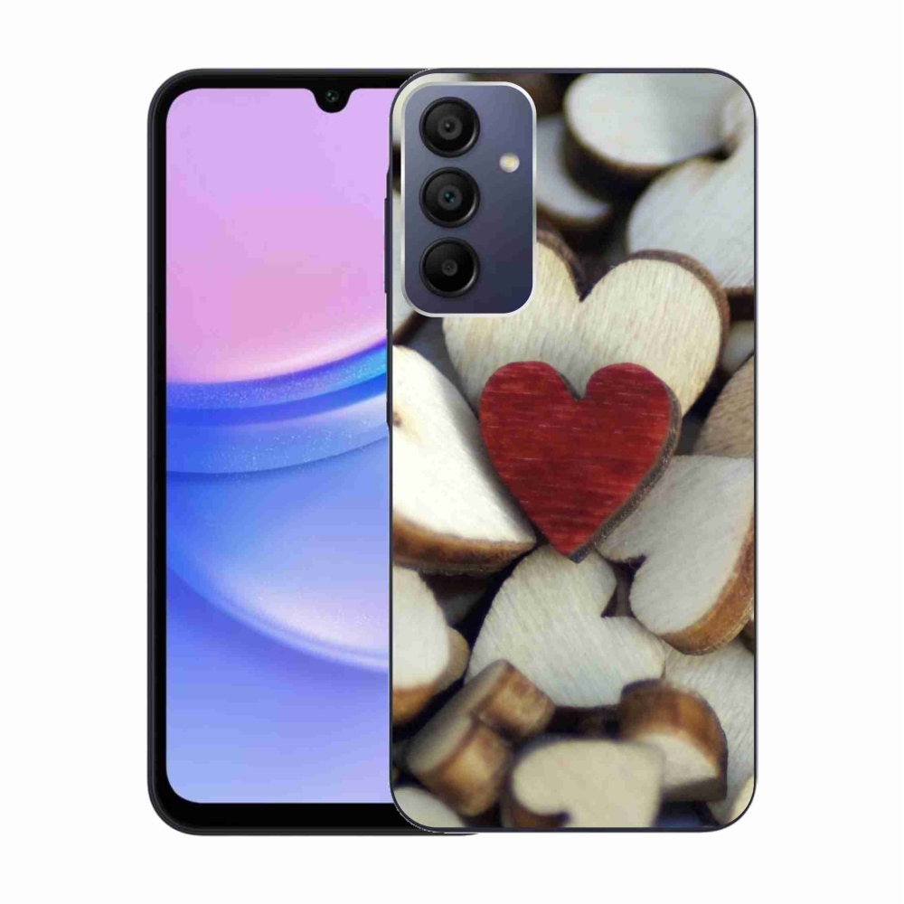 Gelový kryt mmCase na Samsung Galaxy A15 4G/5G - gravírované červené srdce 