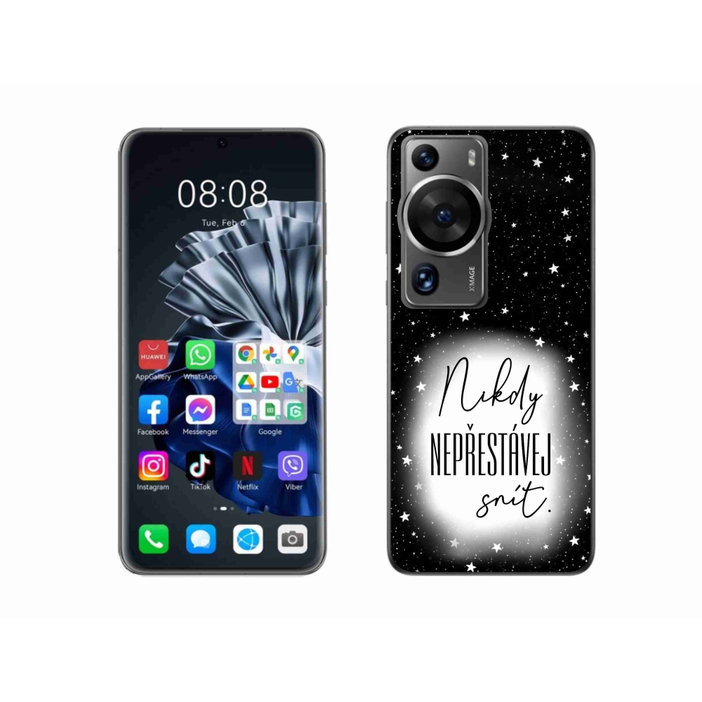 Gelový kryt mmCase na Huawei P60 Pro - citát 1 bíločerné pozadí