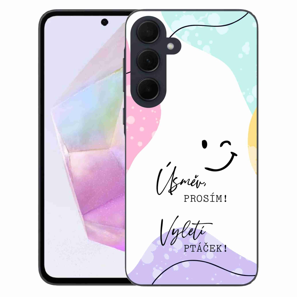 Gelový kryt mmCase na Samsung Galaxy A35 5G - vtipný text 4 bílé pozadí