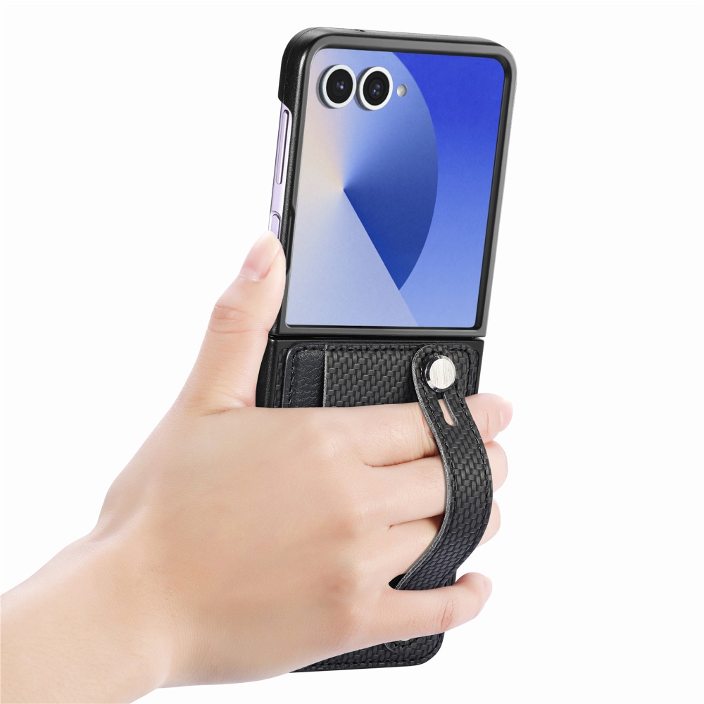 Wrisat plastový kryt s umělou kůží na Samsung Galaxy Z Flip7 5G - černý