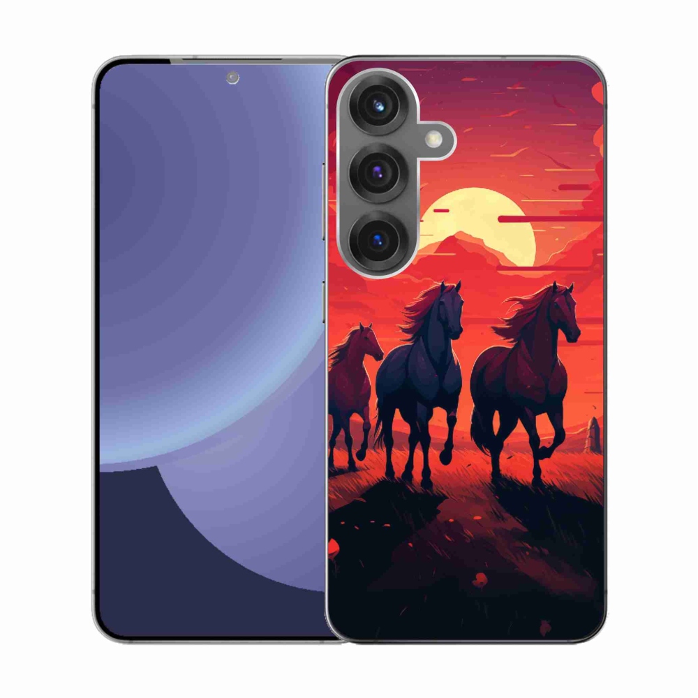Gelový kryt mmCase na Samsung Galaxy S25 - koně a západ slunce