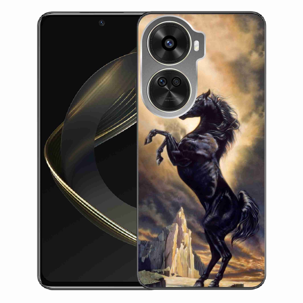 Gelový kryt mmCase na Huawei Nova 12 SE - černý kreslený kůň
