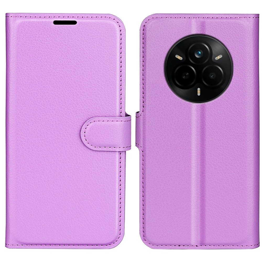 Litchi knížkové pouzdro na Realme 14 Pro 5G - fialové