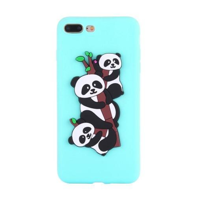Panda 3D silikonový obal na iPhone 7 Plus a iPhone 8 Plus - azurový