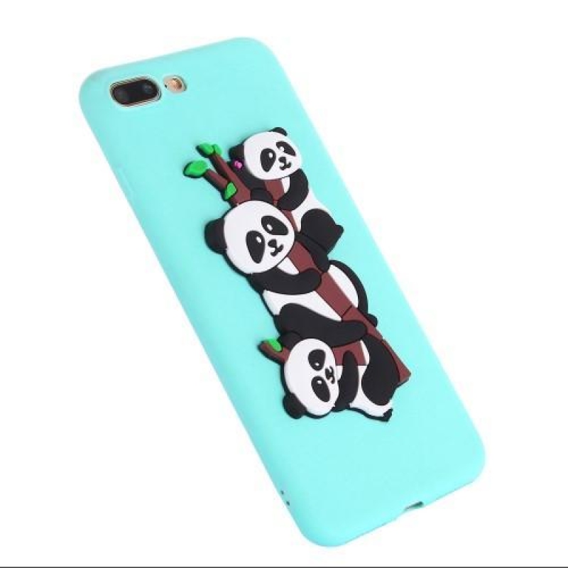 Panda 3D silikonový obal na iPhone 7 Plus a iPhone 8 Plus - azurový