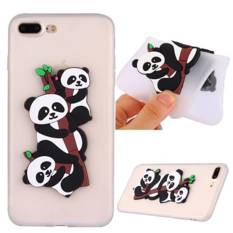 Panda 3D silikonový obal na iPhone 7 Plus a iPhone 8 Plus - bílý