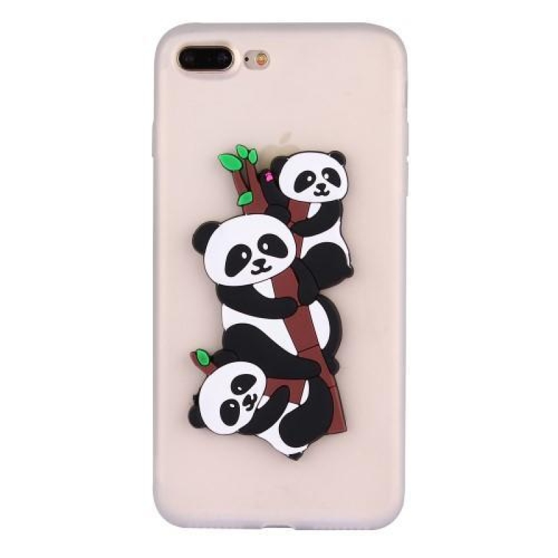 Panda 3D silikonový obal na iPhone 7 Plus a iPhone 8 Plus - bílý