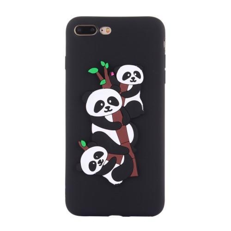 Panda 3D silikonový obal na iPhone 7 Plus a iPhone 8 Plus - černý