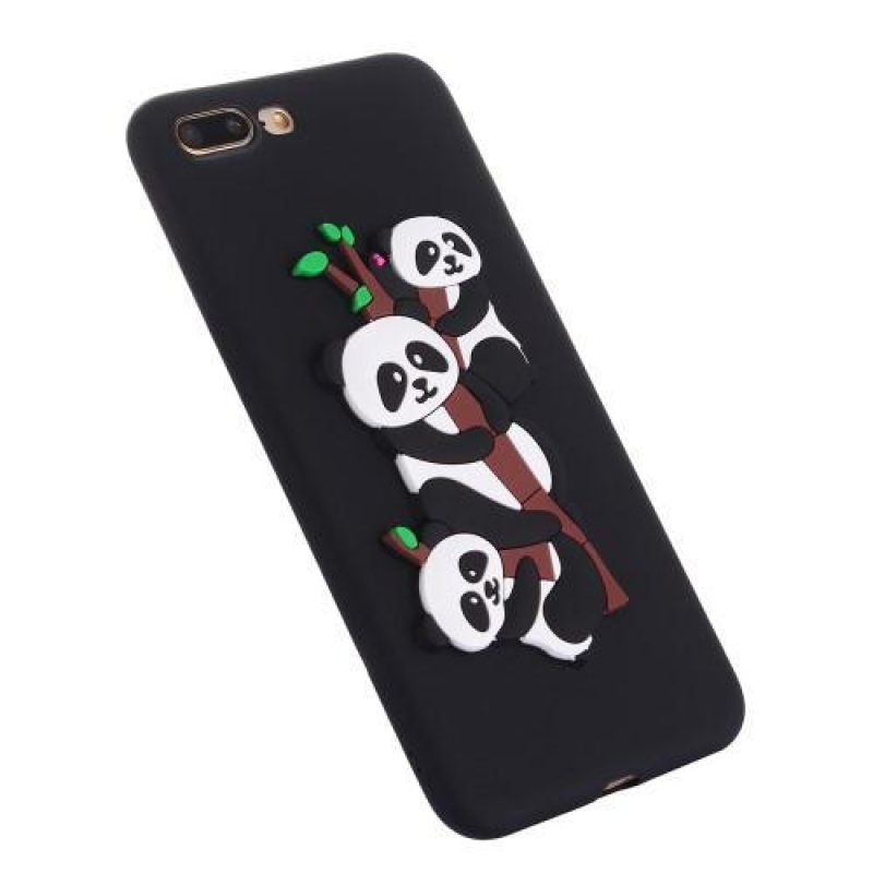 Panda 3D silikonový obal na iPhone 7 Plus a iPhone 8 Plus - černý