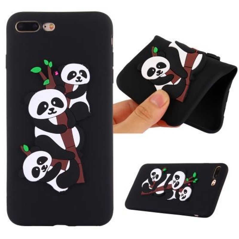 Panda 3D silikonový obal na iPhone 7 Plus a iPhone 8 Plus - černý