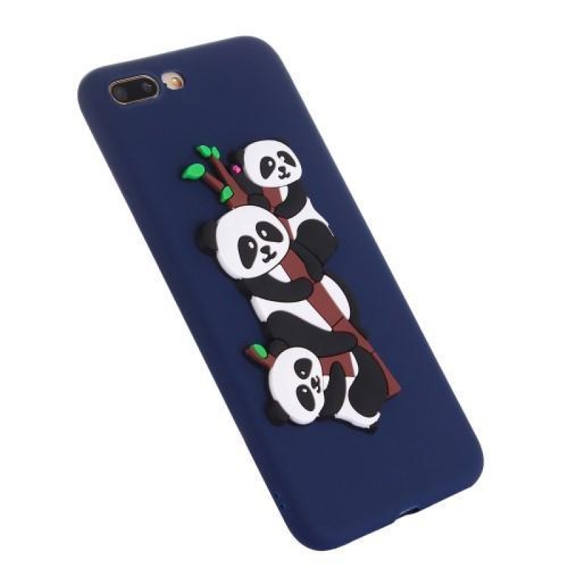 Panda 3D silikonový obal na iPhone 7 Plus a iPhone 8 Plus - tmavě modrý