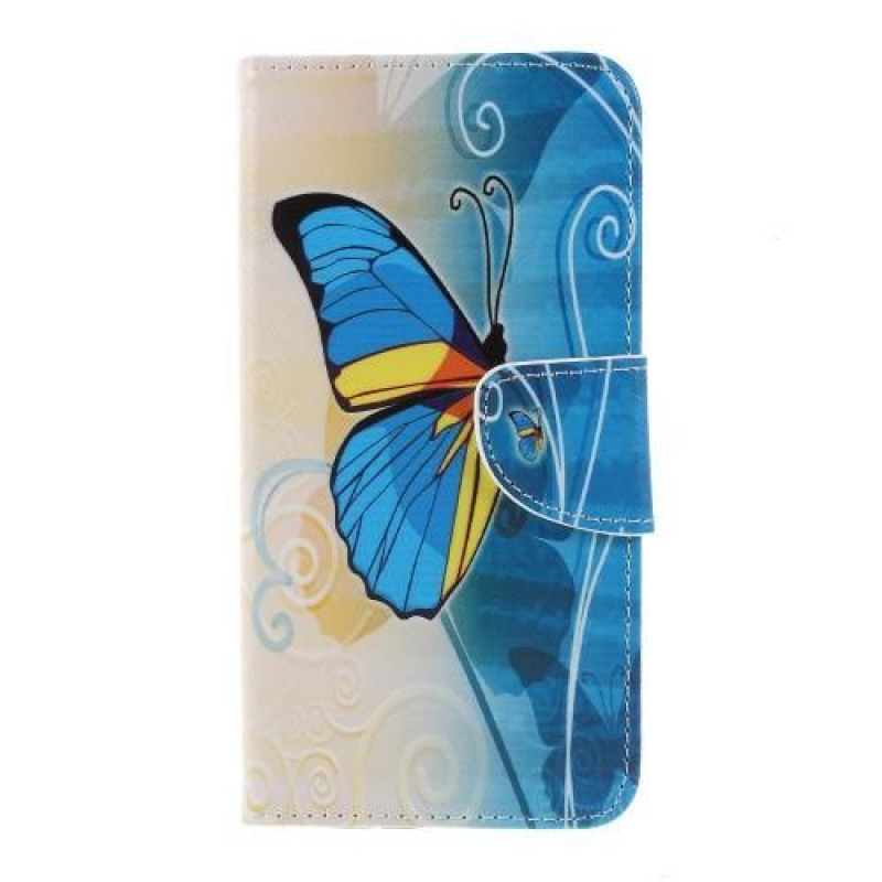 Patt PU kožené peněženkové pouzdro na mobil Sony Xperia XZ3 - modrý motýl
