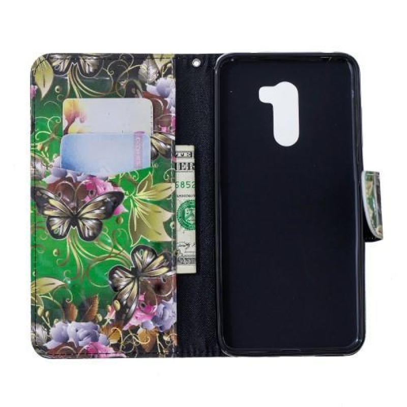 Patt PU kožené peněženkové pouzdro na mobil Xiaomi Pocophone F1 - motýl a květ
