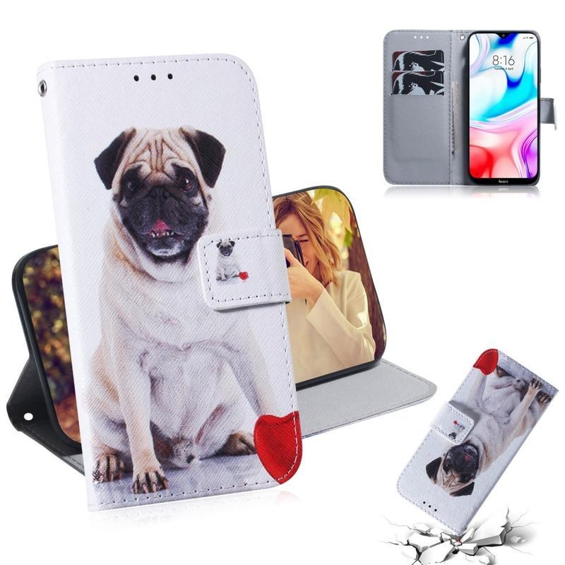 Patt PU kožené peněženkové pouzdro na mobil Xiaomi Redmi 8 - pes a srdce