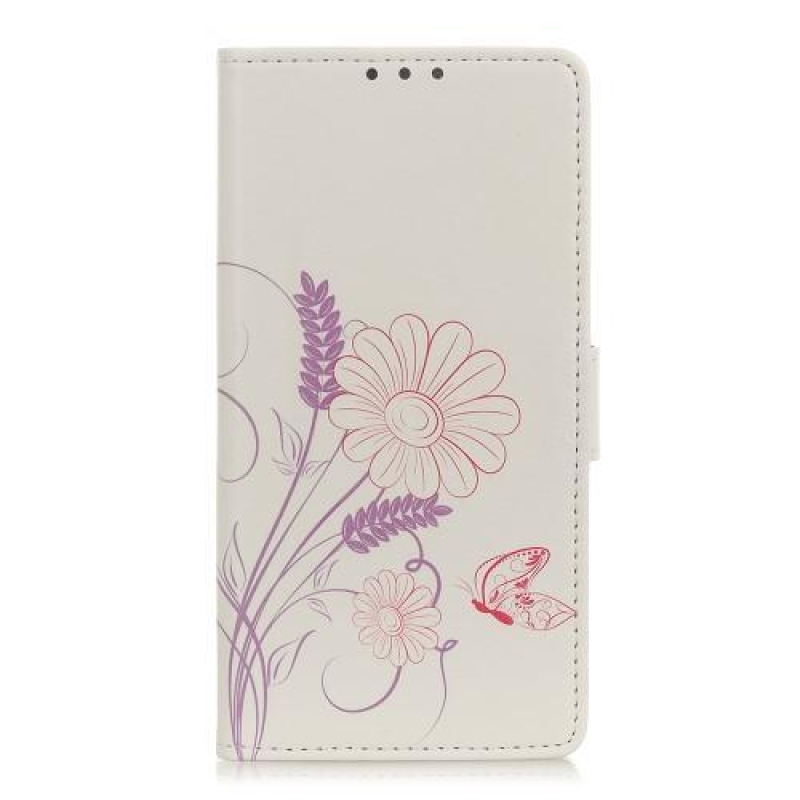 Patt PU kožené peněženkové pouzdro pro mobil Samsung Galaxy A80 - motýl a květina