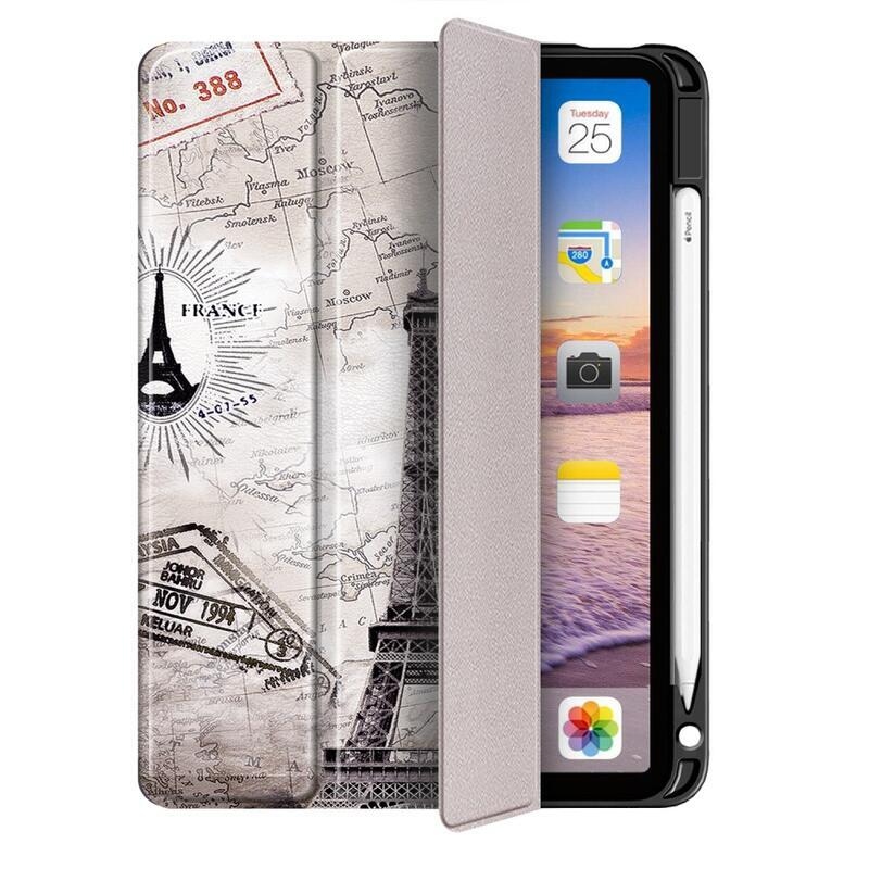 Patte chytré PU kožené peněženkové pouzdro na tablet iPad Air (2020)/Air (2022) - Eiffelova věž