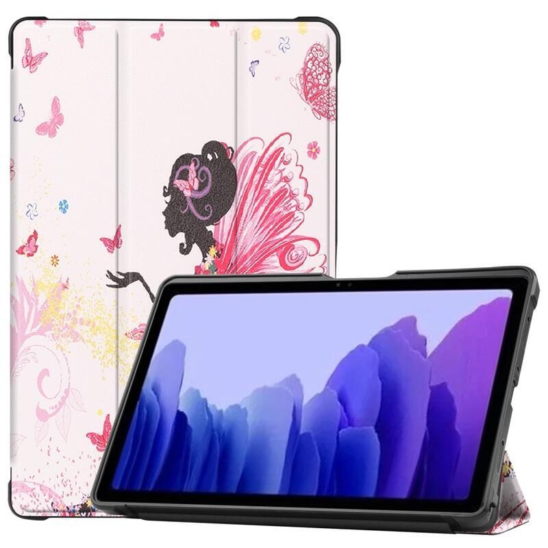 Patte chytré PU kožené peněženkové pouzdro na tablet Samsung Galaxy Tab A7 10.4 (2020) T500 - dívka s motýli