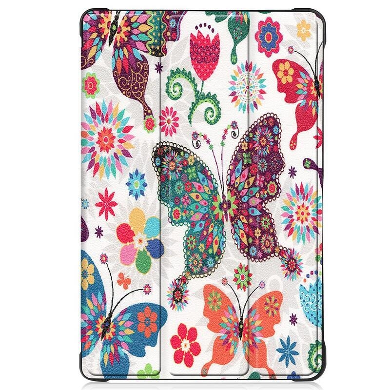 Patte chytré PU kožené peněženkové pouzdro na tablet Samsung Galaxy Tab A7 10.4 (2020) T500 - květiny a motýli