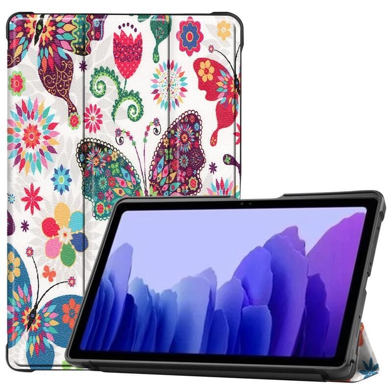 Patte chytré PU kožené peněženkové pouzdro na tablet Samsung Galaxy Tab A7 10.4 (2020) T500 - květiny a motýli