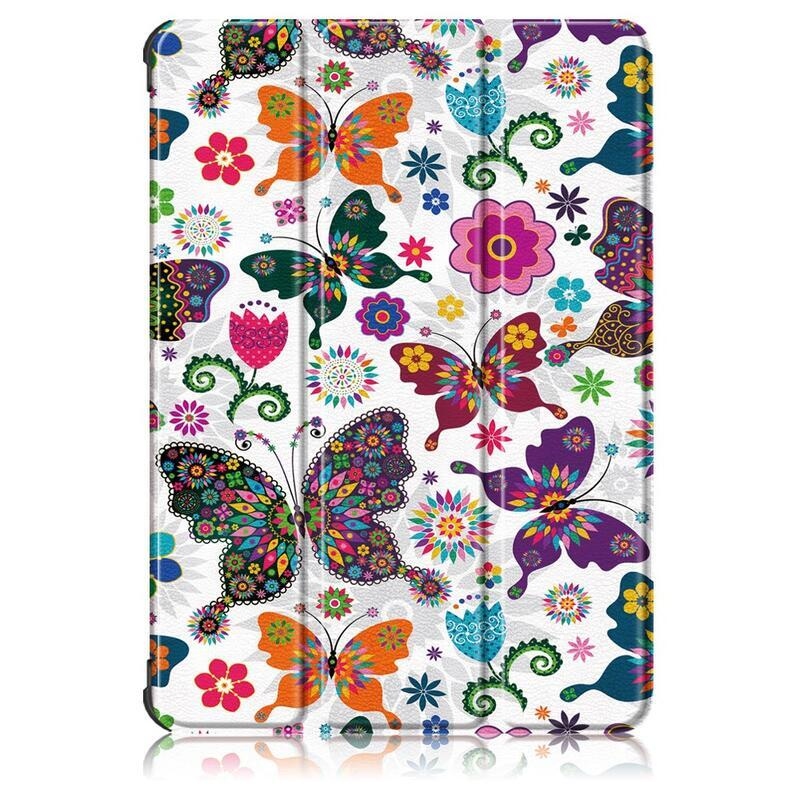 Patte chytré PU kožené pouzdro na tablet Samsung Galaxy Tab S7 FE T736 - květiny a motýli