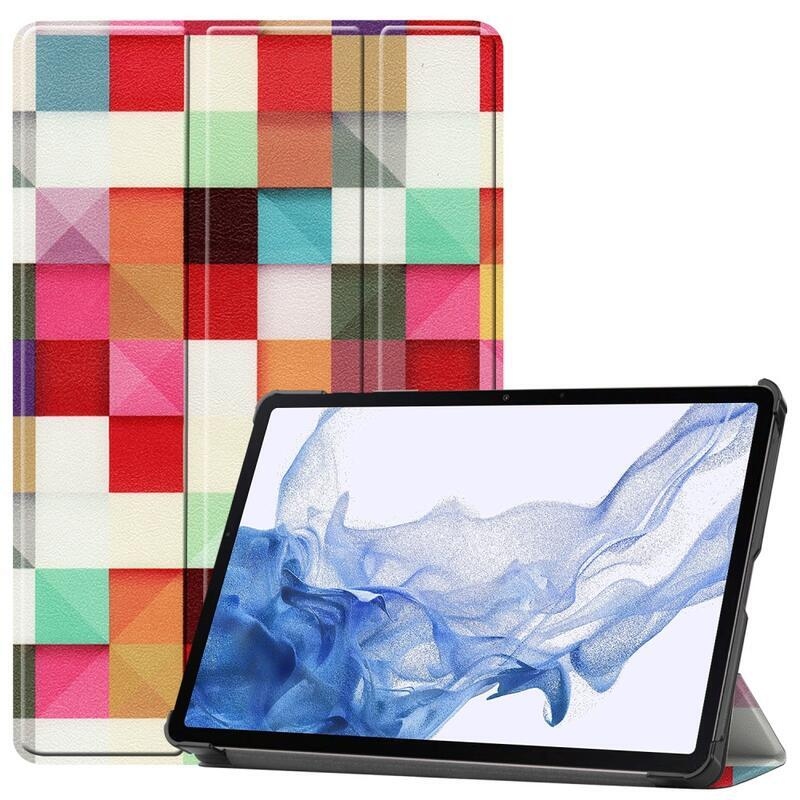Patte chytré PU kožené pouzdro na tablet Samsung Galaxy Tab S8 - barevné čtverce