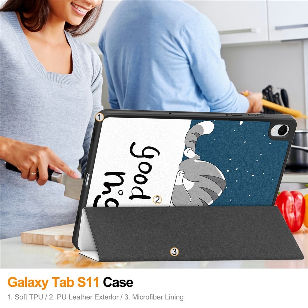 Patte chytré zavírací pouzdro na Samsung Galaxy Tab S11 - kočka