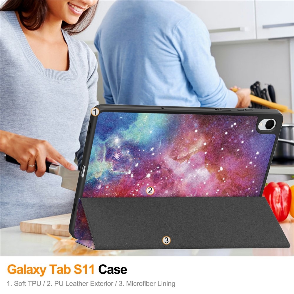Patte chytré zavírací pouzdro na Samsung Galaxy Tab S11 - vesmír