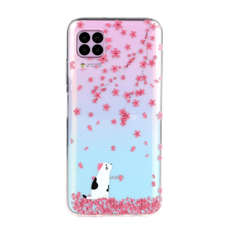 Patte gelový obal na mobil Huawei P40 Lite - kočka a květy