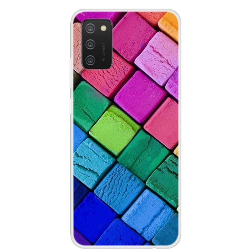 Patte gelový obal na mobil Samsung Galaxy A02s (164.2x75.9x9.1mm) - barevné čtverce