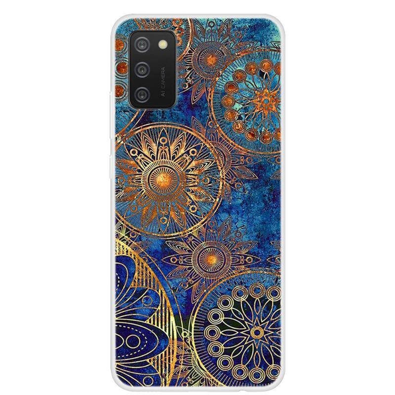 Patte gelový obal na mobil Samsung Galaxy A02s (164.2x75.9x9.1mm) - zlaté květy