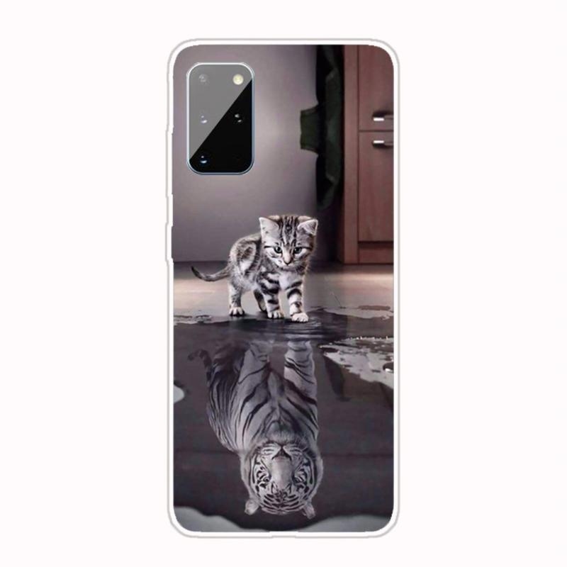 Patte gelový obal na mobil Samsung Galaxy A41 - kočka a odraz tygra
