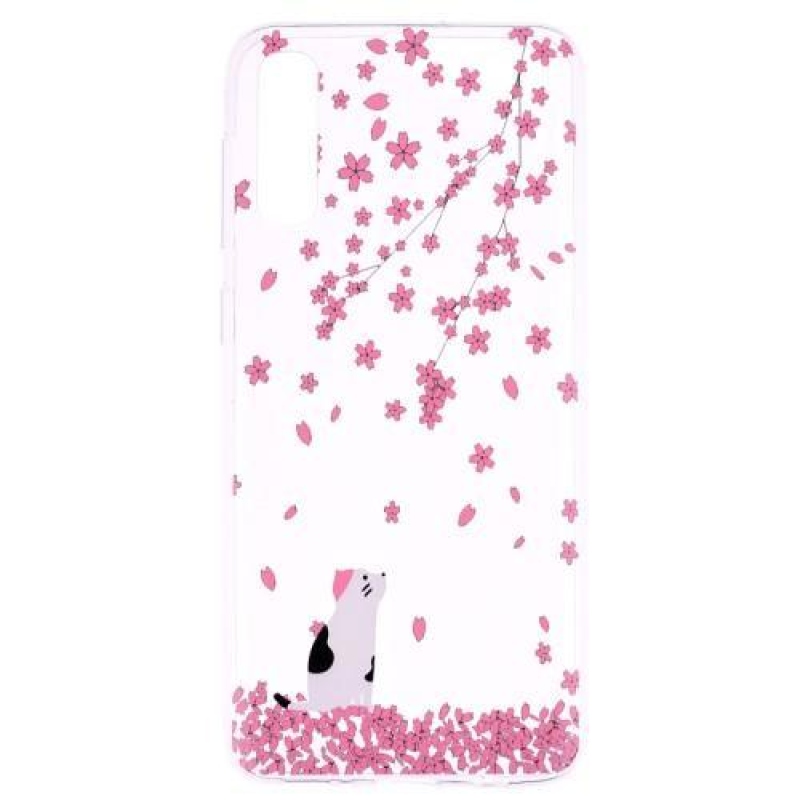 Patte gelový obal na mobil Samsung Galaxy A50 / A30s - květy a kočka