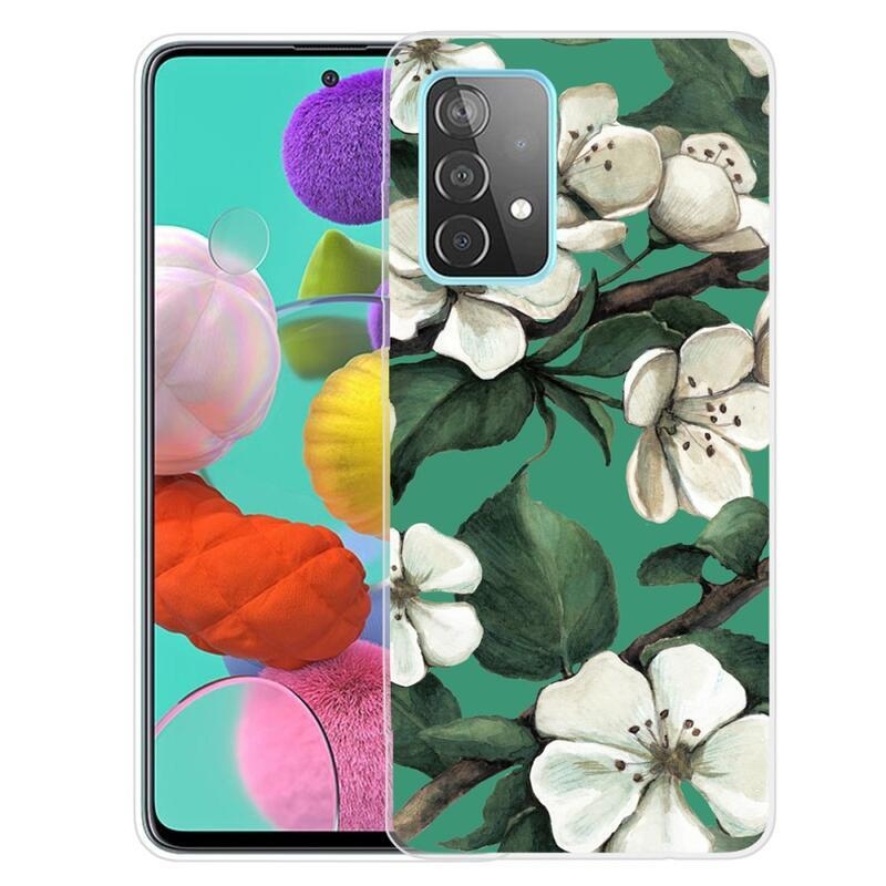 Patte gelový obal na mobil Samsung Galaxy A72 5G - bílé květy