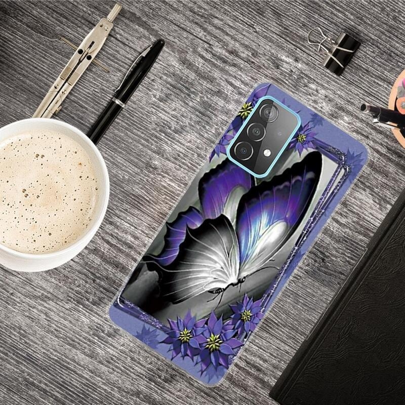 Patte gelový obal na mobil Samsung Galaxy A72 5G - fialový motýl